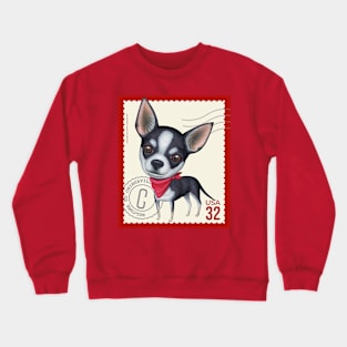 Funny Black and White Chihuahua Dog posing cutely Crewneck Sweatshirt